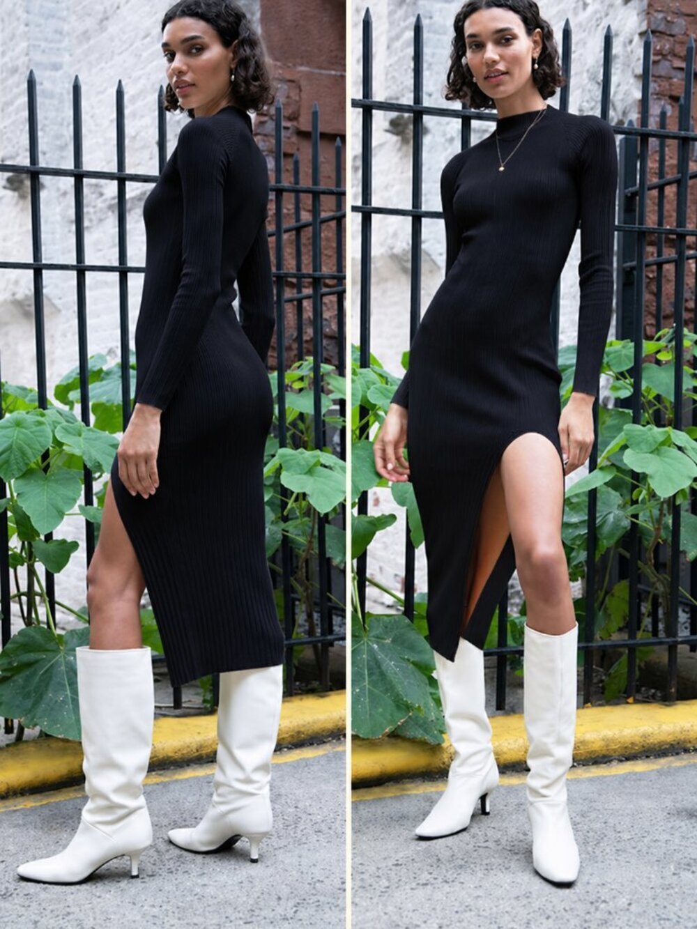 Aritzia Wilfred Alchemy Mockneck Sweater Midi Dress Ribbed Size Small 90s chic